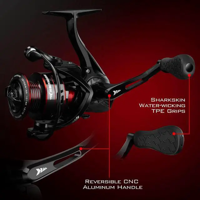 Alt view image 7 of 7 - Royale Legend Fishing Reel - 5.2:1/6.2:1 Gear Ratio Spinning Reel, Up to 22 Lbs of Carbon Drag, 5+1/7+1 Stainless Steel Ball Bearings, Graphite Frame, Asymmetric Spinning Reel Rotor Design