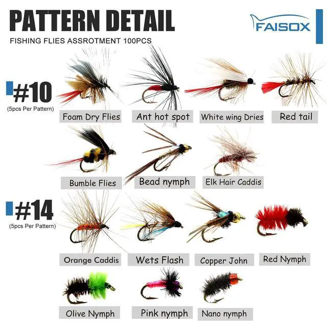 Alt view image 3 of 7 - Fly Fishing Flies Assortment Kit Dry Wet Nyphms Tenkara Popper Streamer Woolly Bugger for Trout Bass Salmon Steelhead with Fly Box