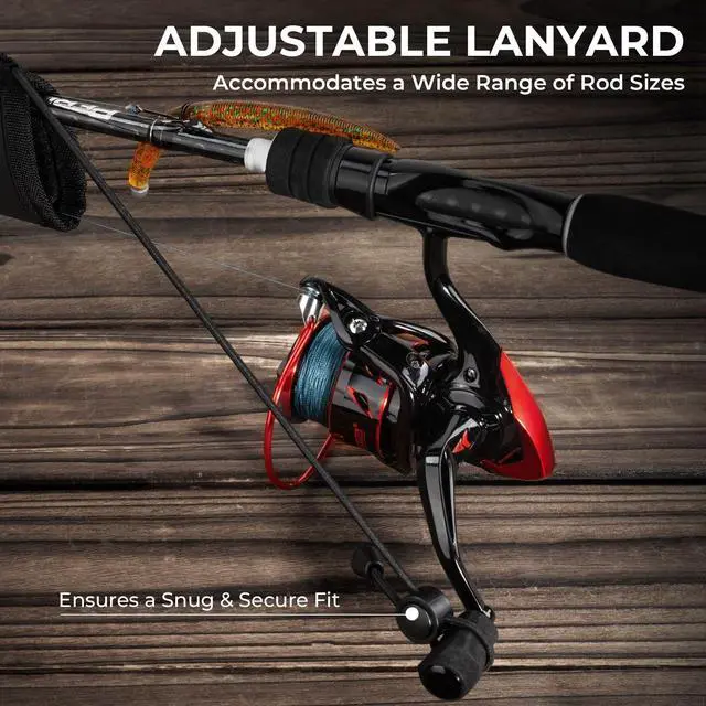 Alt view image 6 of 7 - MeshGuard Rod Socks, Fishing Rod Sleeve, Neoprene Fishing Pole Sleeve, Fishing Rod Covers, Built-in Hanging Loop & Adjustable Lanyard, Fits Casting, Spinning, & Fly Rods