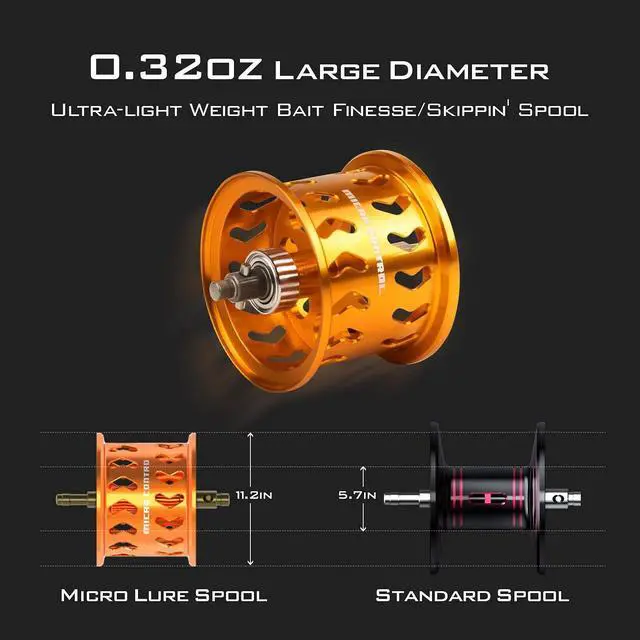 Alt view image 2 of 7 - Zephyr Bait Finesse Baitcasting Reel, Carbon Fiber Fishing Reel - Drag Clicker Version, 7.2:1 Gear Ratio Fishing Reel - 5.6oz Lightweight Bait Finesse System Casting Reel