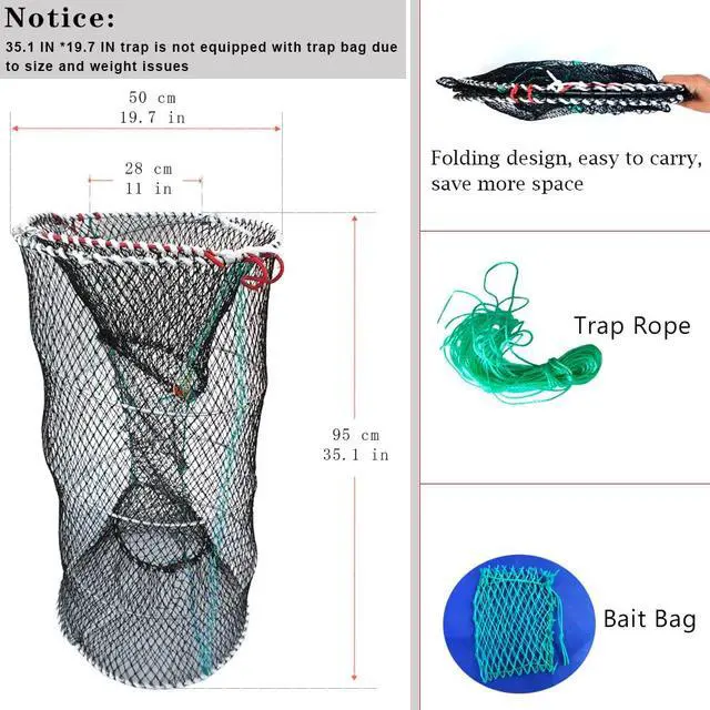 Alt view image 4 of 6 - Crab Trap Bait Lobster Crawfish Shrimp Portable Folded Cast Net Magic Collapsible Fishing Traps Nets Accessories for Blue Crabs