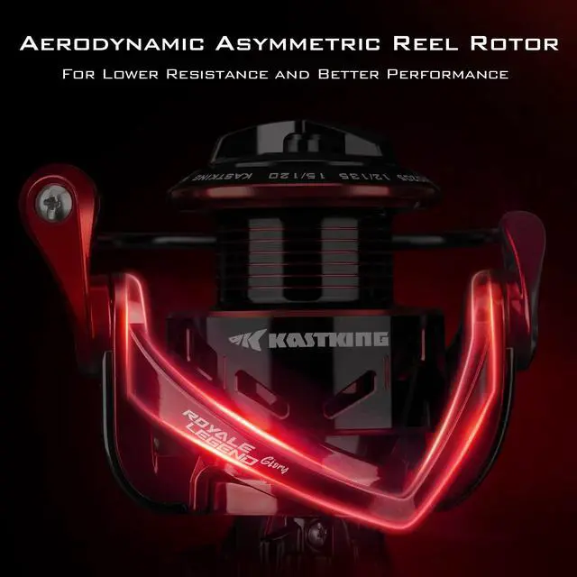 Alt view image 6 of 7 - Royale Legend Fishing Reel - 5.2:1/6.2:1 Gear Ratio Spinning Reel, Up to 22 Lbs of Carbon Drag, 5+1/7+1 Stainless Steel Ball Bearings, Graphite Frame, Asymmetric Spinning Reel Rotor Design