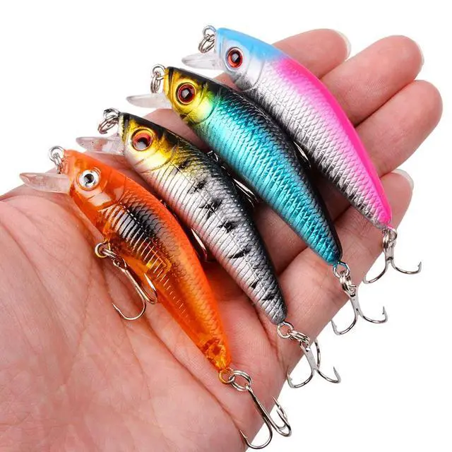 Alt view image 5 of 7 - Fishing Lures Kit Mixed Including Minnow Popper Crank Baits with Hooks for Saltwater Freshwater Trout Bass Salmon Fishing