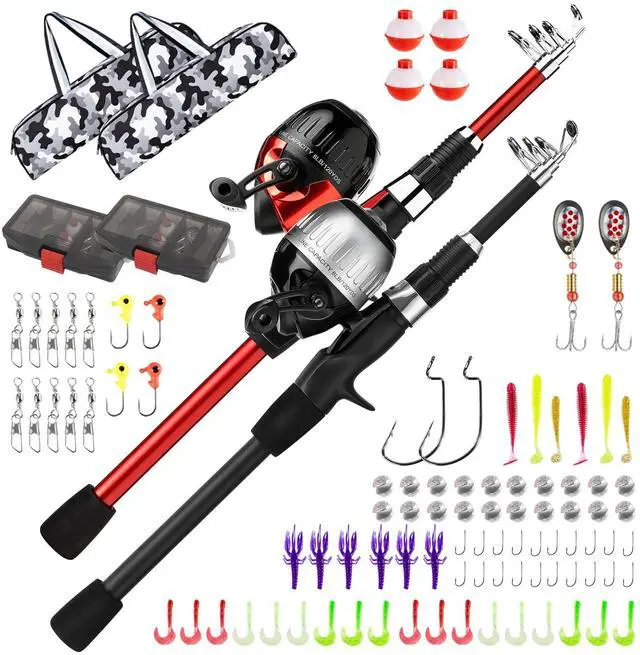 Main image of Kids Fishing Pole, Youth Fishing Rod and Reel Combo - Telescopic Portable Fishing Pole with Tackle Box Bag Starter Anglers Set, Fishing Gear Kit for Boys Girls Teens Age 5-18 and Beginners