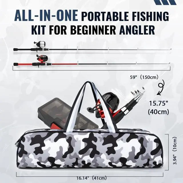 Alt view image 2 of 6 - Kids Fishing Pole, Youth Fishing Rod and Reel Combo - Telescopic Portable Fishing Pole with Tackle Box Bag Starter Anglers Set, Fishing Gear Kit for Boys Girls Teens Age 5-18 and Beginners