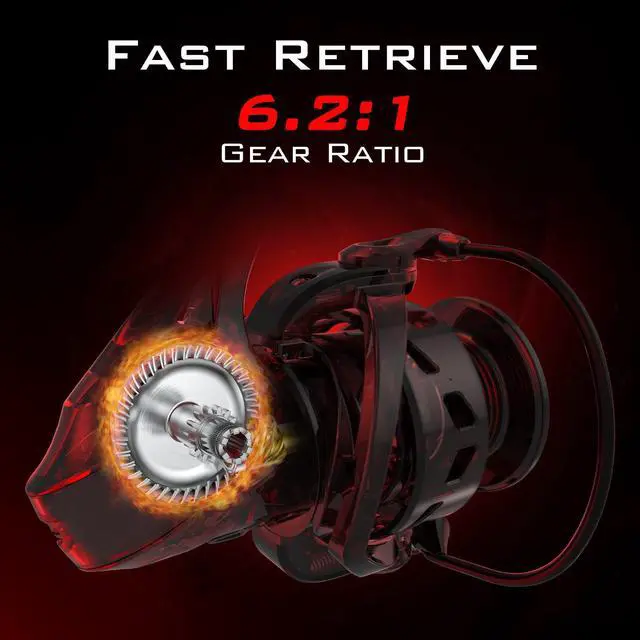Alt view image 2 of 7 - Royale Legend Fishing Reel - 5.2:1/6.2:1 Gear Ratio Spinning Reel, Up to 22 Lbs of Carbon Drag, 5+1/7+1 Stainless Steel Ball Bearings, Graphite Frame, Asymmetric Spinning Reel Rotor Design