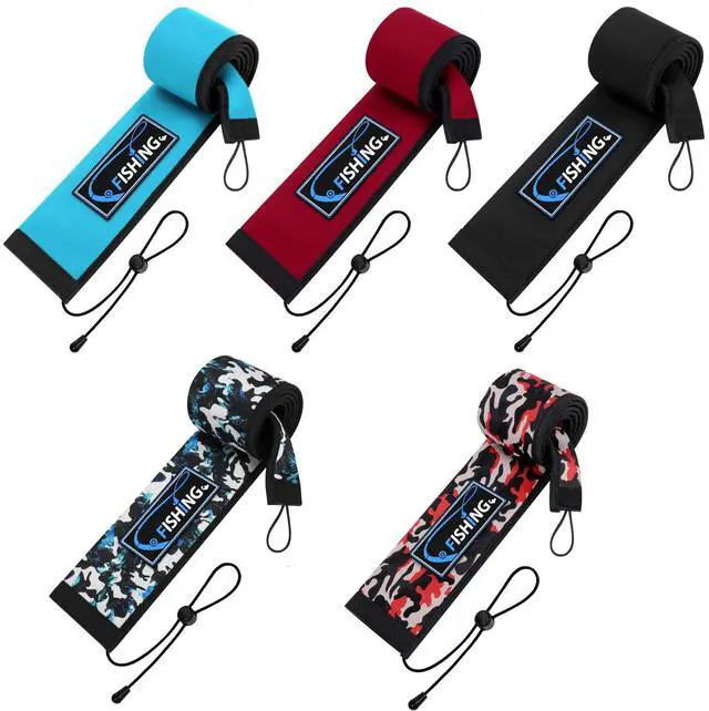 Main image of Neoprene Fishing Rod Sleeves for Casting, Spinning, Trolling Pole - Protective Cover Rod Sock with Hanging Loop & Lanyard- Floating, Puncture Resistant, Lightproof