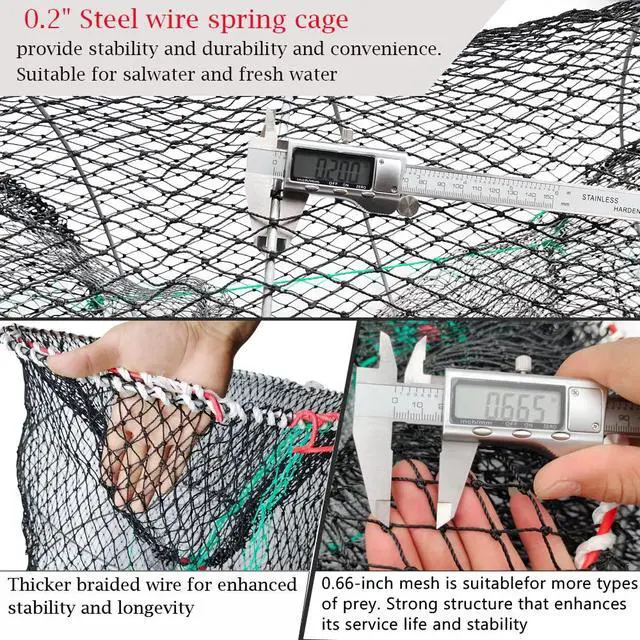 Alt view image 3 of 6 - Crab Trap Bait Lobster Crawfish Shrimp Portable Folded Cast Net Magic Collapsible Fishing Traps Nets Accessories for Blue Crabs
