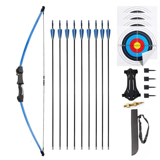 Main image of 45" Youth Bow and Arrows Set for Kids 8-12 Teens Recurve Archery Beginner Gift Longbow Kit, Outdoor Hunting Play Gift, 9 Arrows, 4 Target Face for Backyard Game Age 12-14 14-16