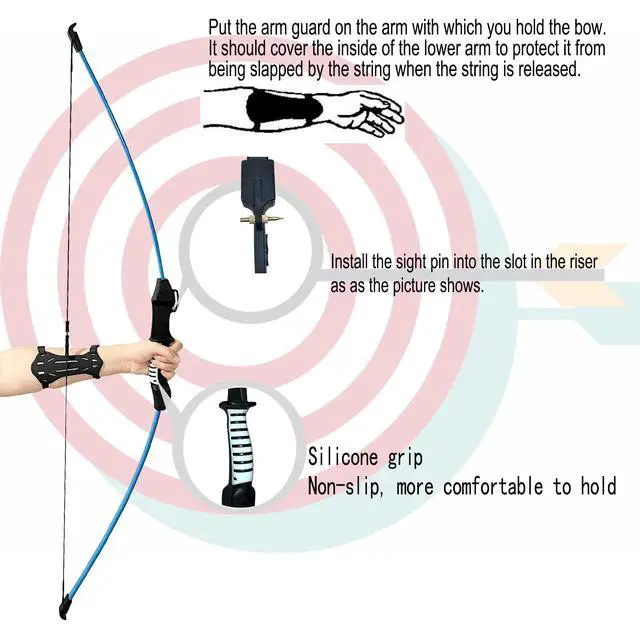 Alt view image 6 of 7 - 45" Youth Bow and Arrows Set for Kids 8-12 Teens Recurve Archery Beginner Gift Longbow Kit, Outdoor Hunting Play Gift, 9 Arrows, 4 Target Face for Backyard Game Age 12-14 14-16