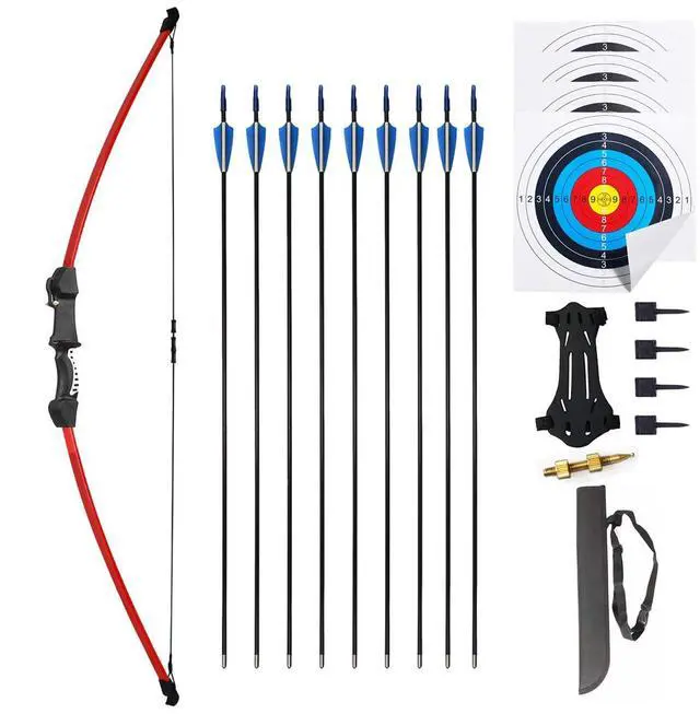 Main image of 45" Youth Bow and Arrows Set for Kids 8-12 Teens Recurve Archery Beginner Gift Longbow Kit, Outdoor Hunting Play Gift, 9 Arrows, 4 Target Face for Backyard Game Age 12-14 14-16