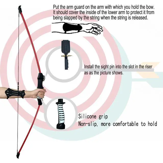 Alt view image 6 of 7 - 45" Youth Bow and Arrows Set for Kids 8-12 Teens Recurve Archery Beginner Gift Longbow Kit, Outdoor Hunting Play Gift, 9 Arrows, 4 Target Face for Backyard Game Age 12-14 14-16