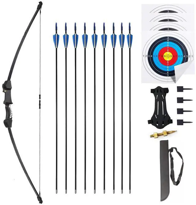Main image of 45" Youth Bow and Arrows Set for Kids 8-12 Teens Recurve Archery Beginner Gift Longbow Kit, Outdoor Hunting Play Gift, 9 Arrows, 4 Target Face for Backyard Game Age 12-14 14-16