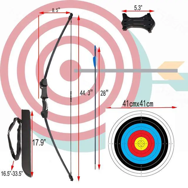 Alt view image 2 of 7 - 45" Youth Bow and Arrows Set for Kids 8-12 Teens Recurve Archery Beginner Gift Longbow Kit, Outdoor Hunting Play Gift, 9 Arrows, 4 Target Face for Backyard Game Age 12-14 14-16