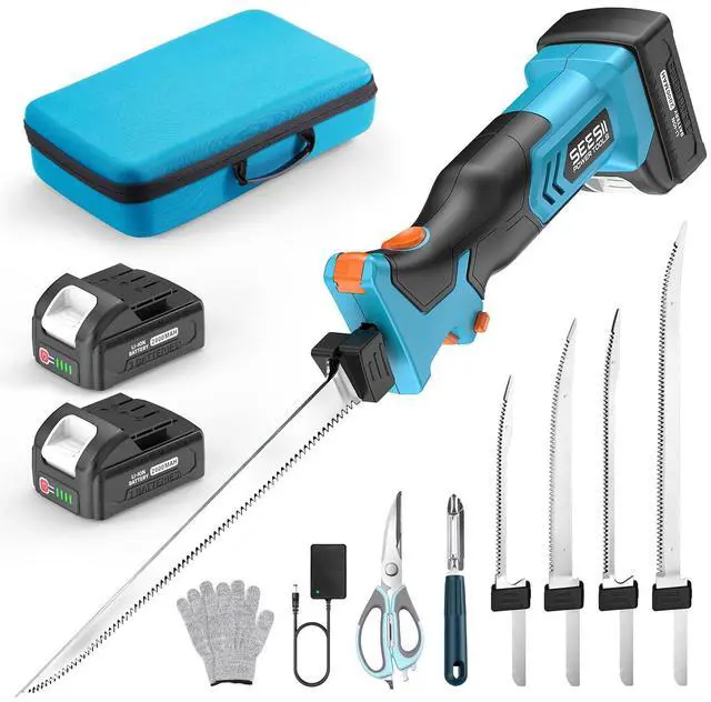 Main image of Cordless Electric Fillet Knife with 4 Blades, 100 Mins High Speed Filet Knife for Fish, Ergonomic Non-Slip Grip, Safty Lock, Carry Bag Kit for Filleting and Meat Slicing