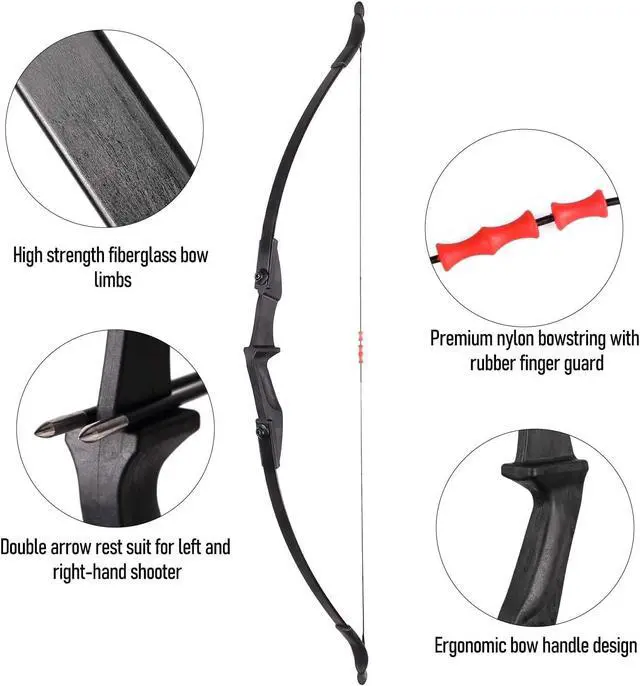 Alt view image 3 of 6 - Archery Recurve Bow and Arrow Set for Adults/Youth/Teens Beginners | Left & Right Handed, 20/30/40lbs, Beginners, Target Practicing, Archery