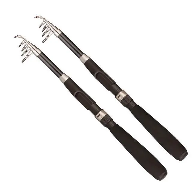Alt view image 5 of 6 - Fishing Pole Combo Set,2.1m/6.89ft 2PCS Collapsible Rods 2PCS Spinning Reels Lures Set Carrier Bag Carbon Fiber Telescopic Fishing Rods Sea Saltwater Freshwater Kit Fishing Rod Reel Combos