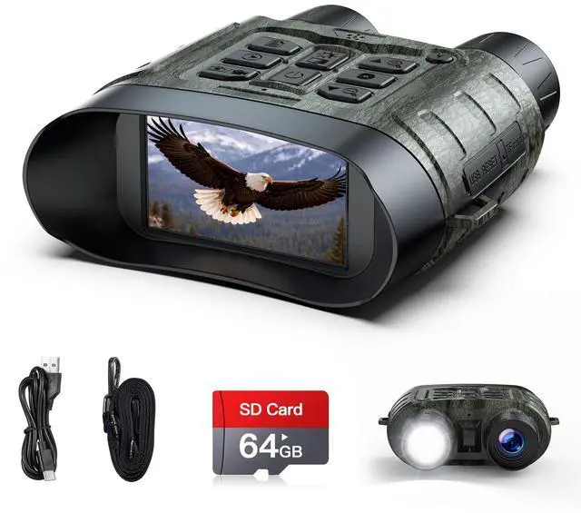 Main image of Night Vision Goggles, 4K Night Vision Binoculars, 112MP Infrared Binoculars, 12X Digital Zoom 5000mAh Rechargeable Battery with 64GB Card, External Flashlight 1500ft View Range Tech Gadgets Telescope