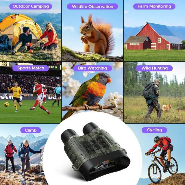 Alt view image 6 of 6 - Night Vision Goggles, 4K Night Vision Binoculars, 112MP Infrared Binoculars, 12X Digital Zoom 5000mAh Rechargeable Battery with 64GB Card, External Flashlight 1500ft View Range Tech Gadgets Telescope