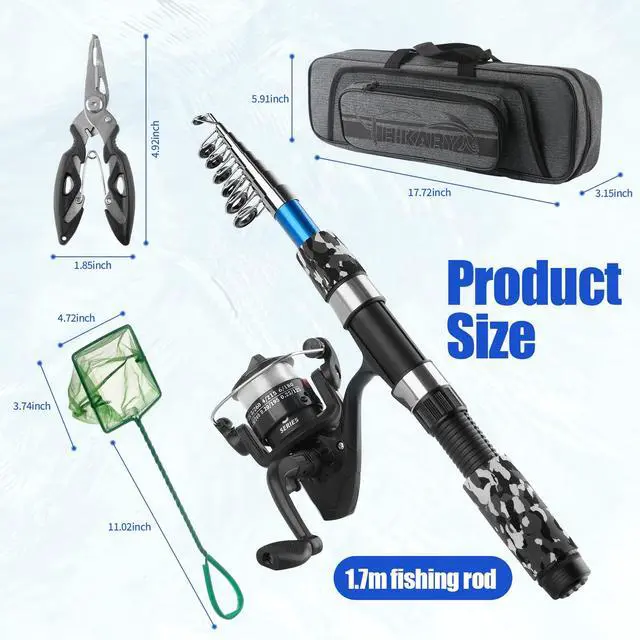 Alt view image 6 of 7 - Fishing Rod Reel Combos Collapsible Fishing Rod Kit, 2PCS Telescopic Fishing Pole+2PCS Spinning Reels+Lures Hooks+Tackle Bag+Fishing Accessories Full Combo for Kids Youth