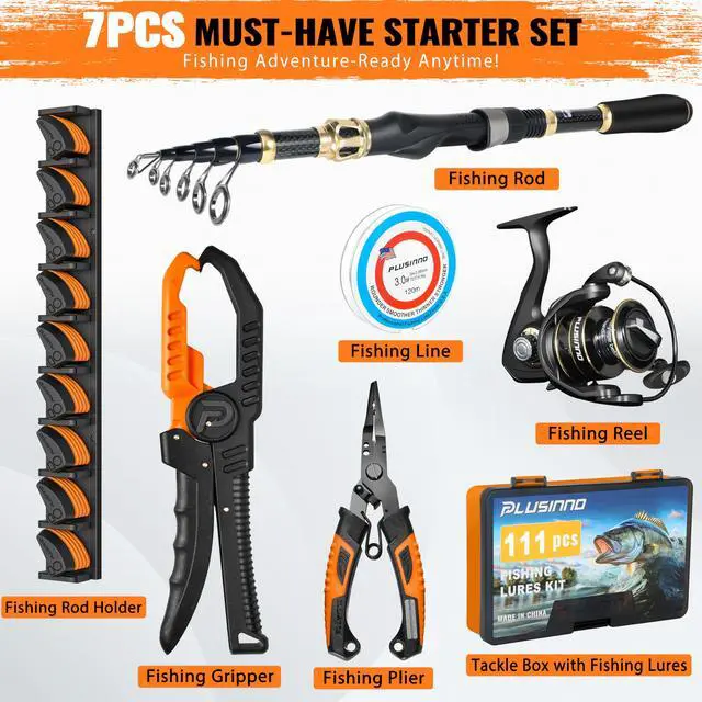 Alt view image 2 of 7 - Fishing Gear,Full Fishing Pole kit Include Fishing Rod and Reel Combo, Tackle Box with Fishing Lures, Fishing Accessories, Fishing Pliers,Fishing Gifts for Men with Fishing Tool Kit