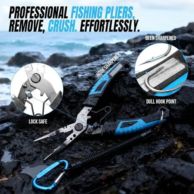 Alt view image 6 of 7 - Fishing Gear,Full Fishing Pole kit Include Fishing Rod and Reel Combo, Tackle Box with Fishing Lures, Fishing Accessories, Fishing Pliers,Fishing Gifts for Men with Fishing Tool Kit