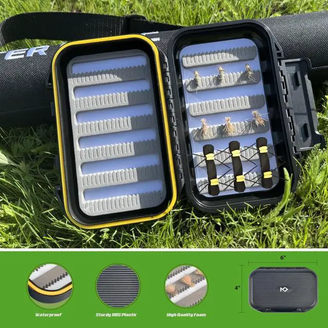 Alt view image 4 of 7 - Fly Fishing Rod and Reel Combo Starter Kit, Graphite Fly Rod with Cork Handle, Die Cast Aluminum Reel, Fly Box Case & Fishing Flies and Carrying Case and Accessories