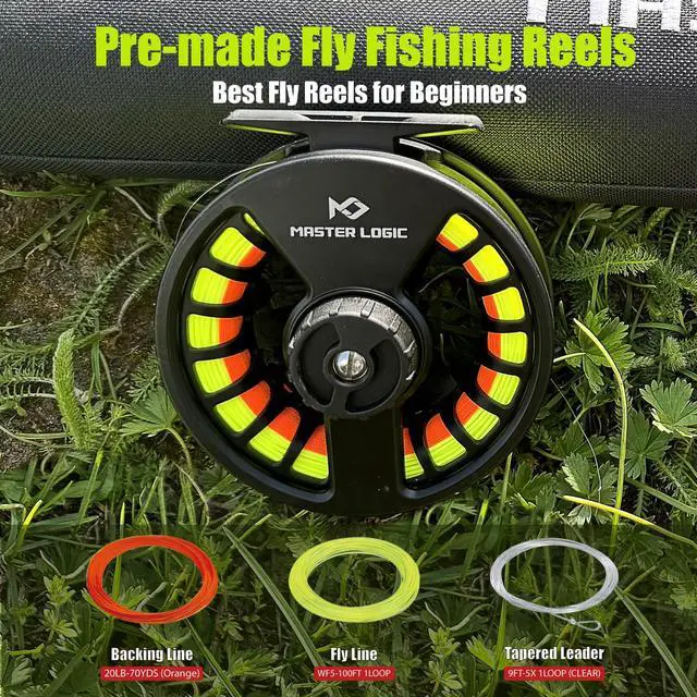 Alt view image 3 of 7 - Fly Fishing Rod and Reel Combo Starter Kit, Graphite Fly Rod with Cork Handle, Die Cast Aluminum Reel, Fly Box Case & Fishing Flies and Carrying Case and Accessories