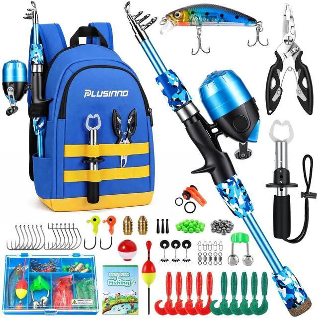 Main image of Kids Fishing Pole, Telescopic Fishing Rod and Reel Combo, Fishing Gear Kit with Backpack, Tackle Box, Spincast Reel, Youth Toddler Fishing Poles for Boys Girls Age 3-5 5-10