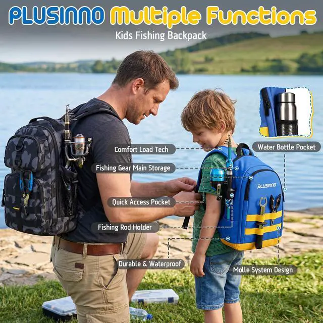 Alt view image 2 of 7 - Kids Fishing Pole, Telescopic Fishing Rod and Reel Combo, Fishing Gear Kit with Backpack, Tackle Box, Spincast Reel, Youth Toddler Fishing Poles for Boys Girls Age 3-5 5-10