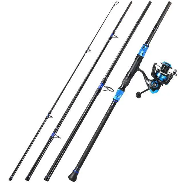 Alt view image 2 of 7 - Surf Fishing Rod and Reel Combo, 4 Piece MH/H Saltwater Fishing Combo with 5000 Size Spinning Reel(12'/15')