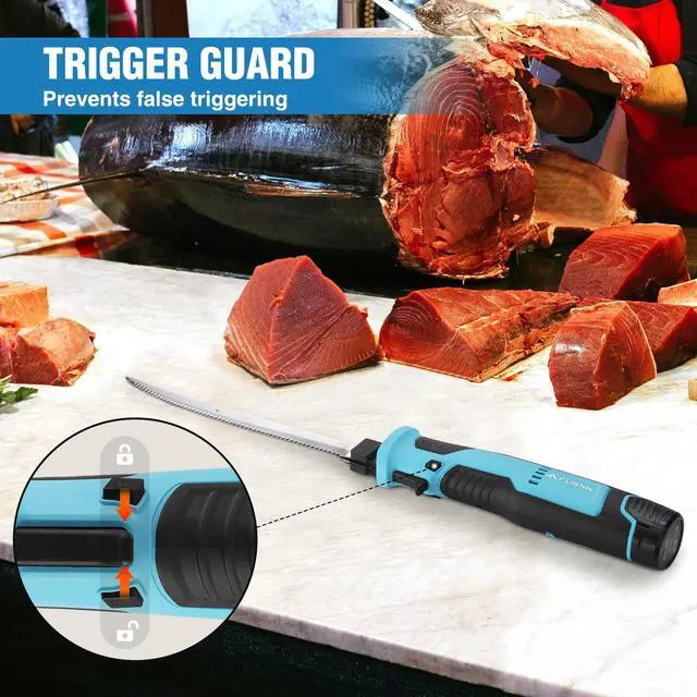 Alt view image 7 of 7 - Cordless Electric Fillet Knife for Fish with 8" and 10" Stainless Steel Blades, 12V Rechargeable Electric Knife with Non-Slip Handle, 2 Packs Long Lasting Lithium-ion Battery, Portable Carry Case