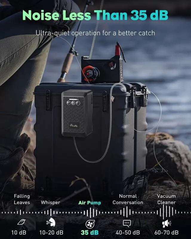 Alt view image 3 of 7 - Ultra Quiet Live Bait Aerator USB Rechargeable Battery Air Pump for 5-100 Gallon Bait Bucket Portable Battery Powered Oxygen Pump for Outdoor Fishing Power Outage and Fish Transportation