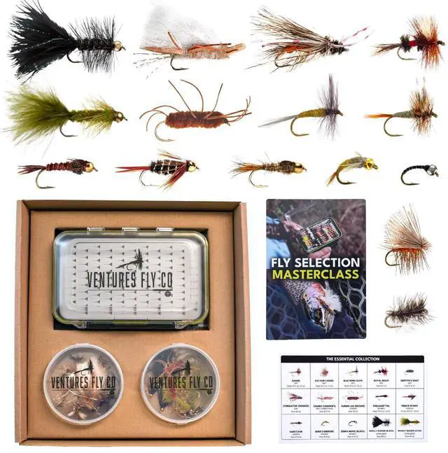 Main image of 40 Premium Hand Tied Fly Fishing Flies Assortment | Fly Box Included | Dry, Wet, Nymphs, Streamers, Wooly Buggers, Terrestrials | Trout, Bass Lure Set, Kit
