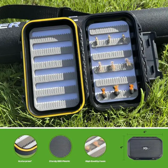 Alt view image 4 of 7 - Fly Fishing Rod and Reel Combo Starter Kit, Graphite Fly Rod with Cork Handle, Die Cast Aluminum Reel, Fly Box Case & Fishing Flies and Carrying Case and Accessories