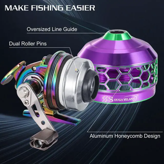 Alt view image 5 of 7 - Fishing Reel Rod Combo, Two Pieces Colorful Poratble Light Weight Casting Rod with Spincast Fishing Reel for Freshwater