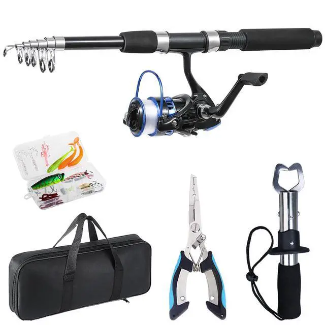 Alt view image 2 of 7 - Fishing Rod, 6.9ft Telescopic Fishing Rod and Reel Combo with Fishing Pliers and Lip Gripper Fishing Equipment, 5.2:1 Pre-Loaded Spinning Reel Combo Set Fishing Pole
