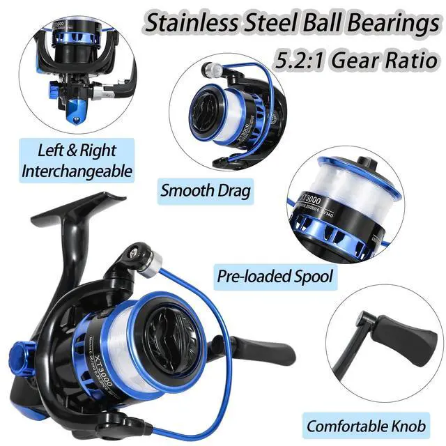 Alt view image 6 of 7 - Fishing Rod, 6.9ft Telescopic Fishing Rod and Reel Combo with Fishing Pliers and Lip Gripper Fishing Equipment, 5.2:1 Pre-Loaded Spinning Reel Combo Set Fishing Pole