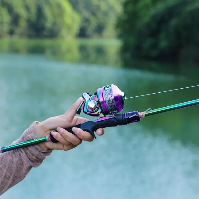 Alt view image 7 of 7 - Fishing Reel Rod Combo, Two Pieces Colorful Poratble Light Weight Casting Rod with Spincast Fishing Reel for Freshwater