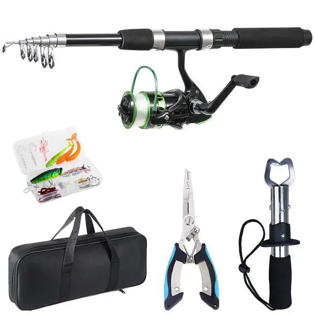 Alt view image 2 of 7 - Fishing Rod, 6.9ft Telescopic Fishing Rod and Reel Combo with Fishing Pliers and Lip Gripper Fishing Equipment, 5.2:1 Pre-Loaded Spinning Reel Combo Set Fishing Pole