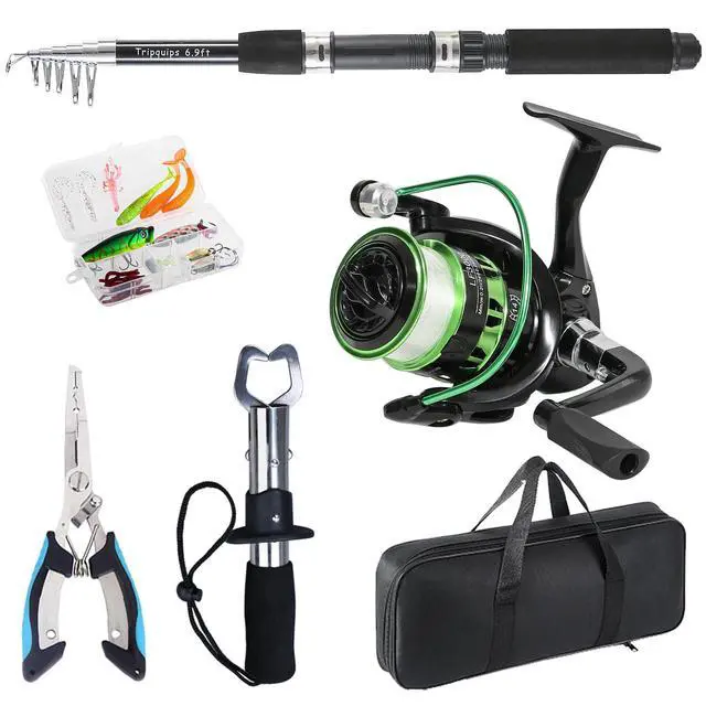 Alt view image 3 of 7 - Fishing Rod, 6.9ft Telescopic Fishing Rod and Reel Combo with Fishing Pliers and Lip Gripper Fishing Equipment, 5.2:1 Pre-Loaded Spinning Reel Combo Set Fishing Pole