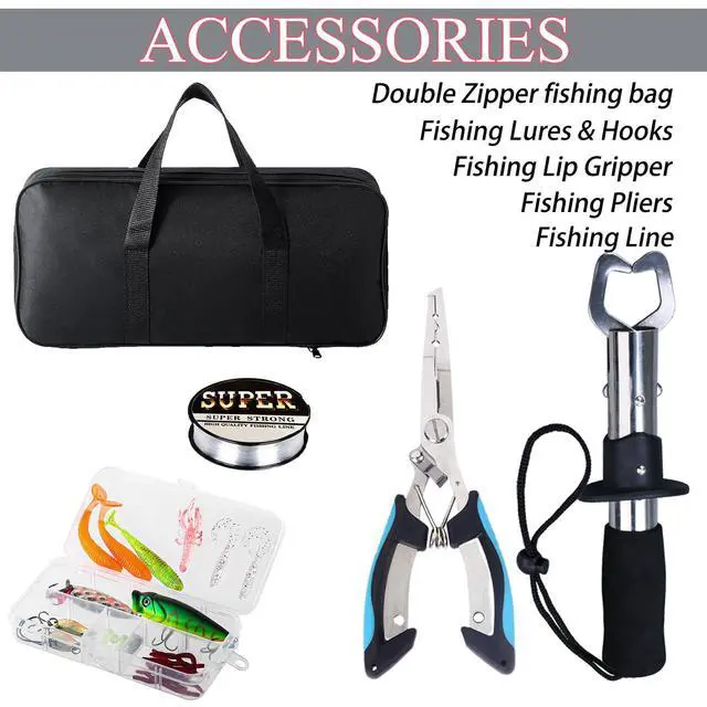 Alt view image 5 of 7 - Fishing Rod, 6.9ft Telescopic Fishing Rod and Reel Combo with Fishing Pliers and Lip Gripper Fishing Equipment, 5.2:1 Pre-Loaded Spinning Reel Combo Set Fishing Pole