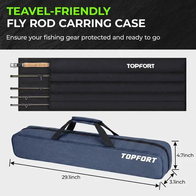 Alt view image 6 of 7 - Fly Fishing Rod and Reel Combo, 4-Piece Fly Rod Kit with Complete Fly Fishing Gear: Fly Rod, Pre-Spooled Fly Fishing Reel, Fishing Flies, Leader, Forceps, Nipper and Carrying Case