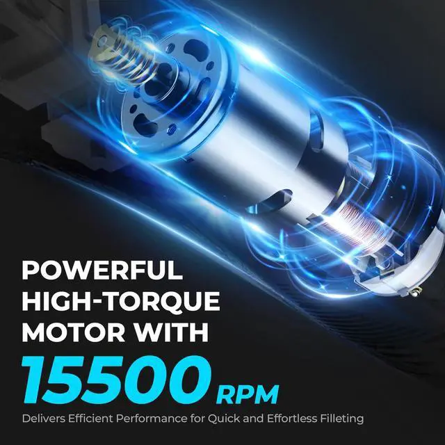 Alt view image 3 of 7 - Speed Demon 110v Electric Fillet Knife, Precision Cut with High Torque Motor, ETL Certified Safety, Balanced Lightweight Handle, 2 Sets of Stainless-steel Blades