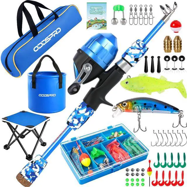 Main image of Kids Fishing Pole - Portable Kids Fishing Rod and Reel Combo, Kids Fishing Gear with Tackle Box, Spincast Reel, Collapsible Chair and Bucket, Fishing Pole for Kids Boys Girls Toddler Youth 3+
