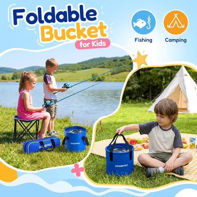 Alt view image 4 of 7 - Kids Fishing Pole - Portable Kids Fishing Rod and Reel Combo, Kids Fishing Gear with Tackle Box, Spincast Reel, Collapsible Chair and Bucket, Fishing Pole for Kids Boys Girls Toddler Youth 3+