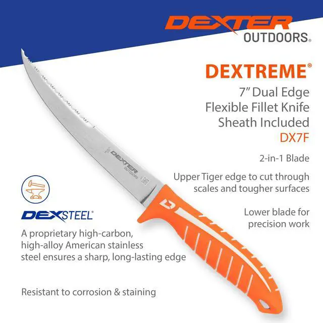 Alt view image 4 of 7 - Dextreme Dual Edge 7" Flexible Fillet Knife | Includes Sheath