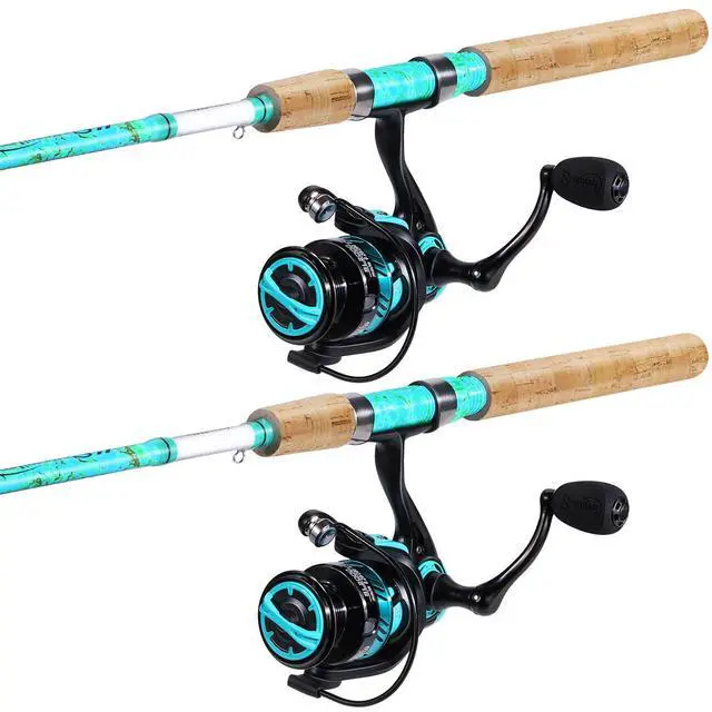 Alt view image 2 of 7 - Fishing Rod and Reel Combo, 2-Piece 5-Foot 6-Inch Graphite & Fiberglass Rod, Durable and Strong, Quickset Anti-Reverse Fishing Reel (1Pack/2Pack)