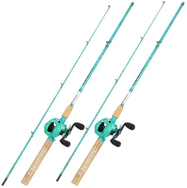 Main image of Fishing Rod and Reel Combo, 2-Piece 5-Foot 6-Inch Graphite & Fiberglass Rod, Durable and Strong, Quickset Anti-Reverse Fishing Reel (1Pack/2Pack)