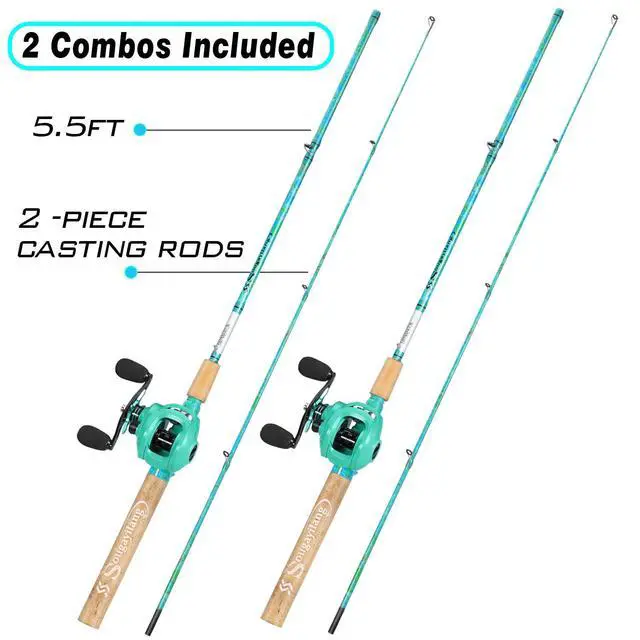 Alt view image 3 of 7 - Fishing Rod and Reel Combo, 2-Piece 5-Foot 6-Inch Graphite & Fiberglass Rod, Durable and Strong, Quickset Anti-Reverse Fishing Reel (1Pack/2Pack)